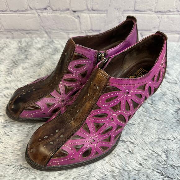 Spring Step By L'Artiste Arabella Leather Ankle Boots Purple Brown Size 39 US 8 - Picture 5 of 11